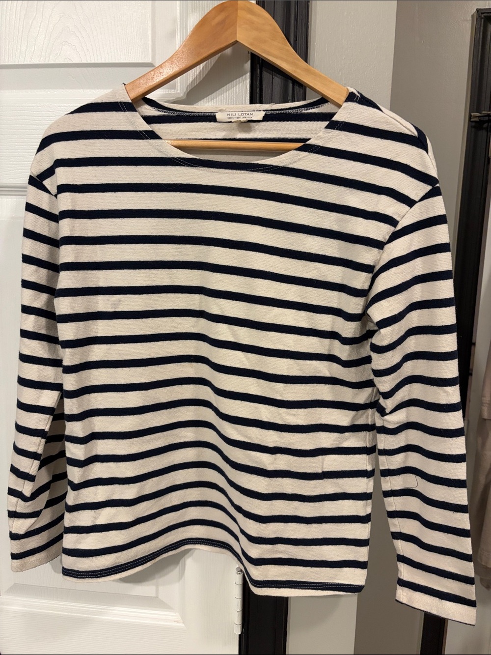 Nili Lotan Classic Striped Long-Sleeve Top - Navy & White